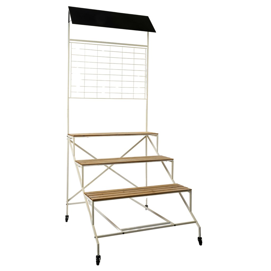 Stufen-Verkaufsdisplay 3-stufig, 84x80cm H:192cm, weiß/schwarz