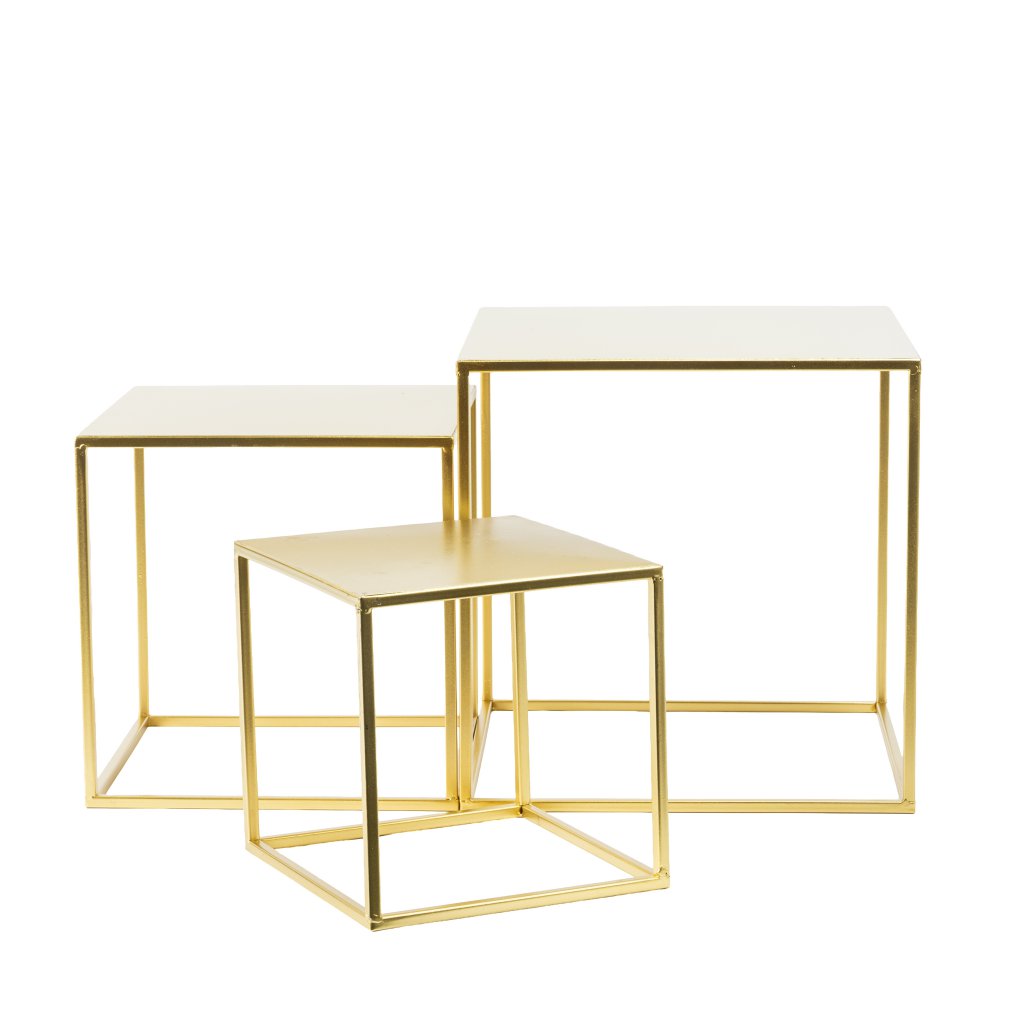 Würfelregal, 3-teilig, 20/25/30cm, gold