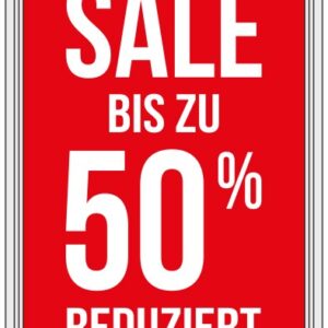 Rahmenschild SALE bis zu 50 %, Format DIN A4