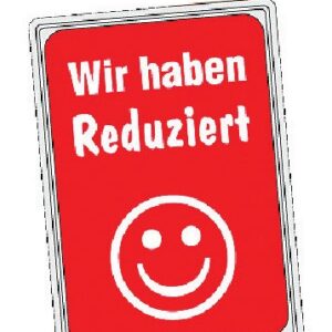 Schild "Wir haben Reduziert-Smiley" DIN A4, 10 Stk./Pkg.