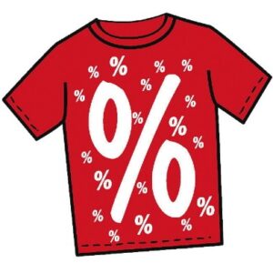 T-Shirt "Prozentzeichen", rot/weiß