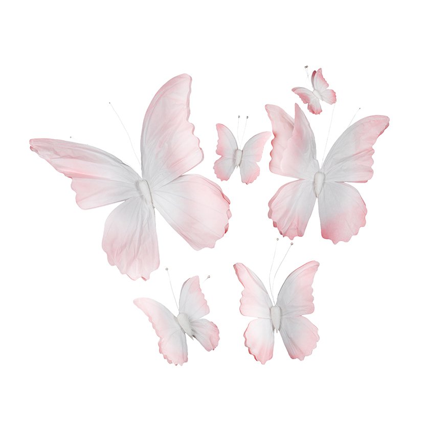 Schmetterlinge 6-tlg., 20x17cm-90x80cm, rosa-weiß