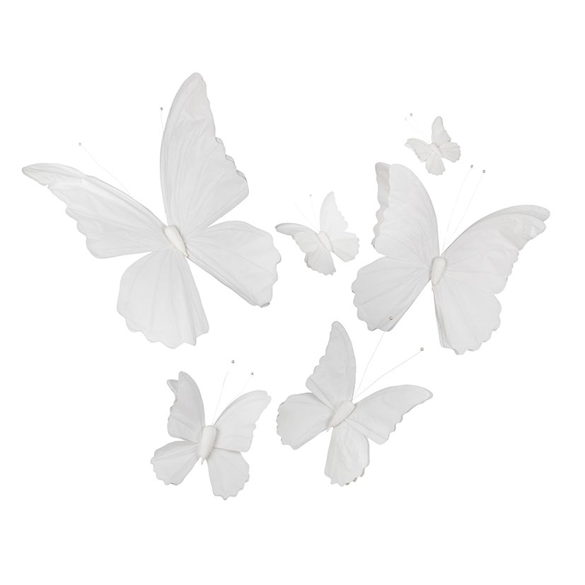 Schmetterlinge 6-tlg., 20x17cm-90x80cm, weiß