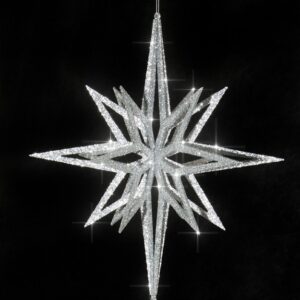 Stern 3D H:40xØ36cm, silber beglittert