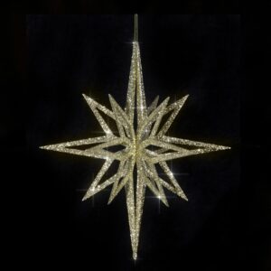 Stern 3D H:40xØ36cm, gold beglittert