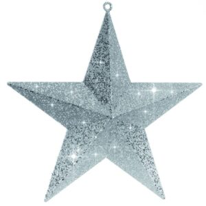 3D-Glitter-Sterne silber