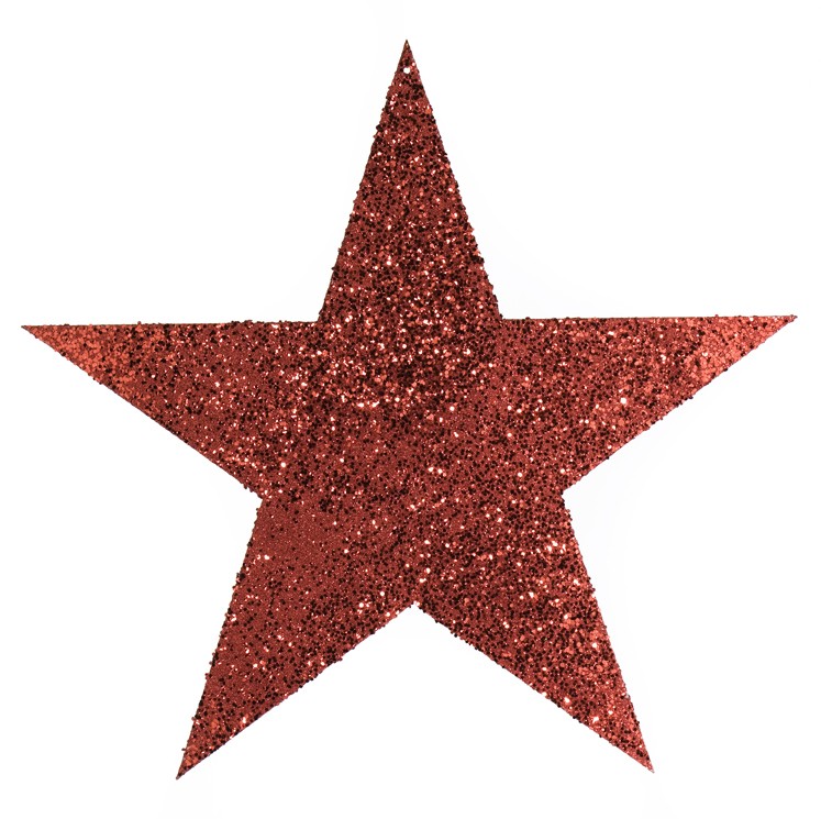 Glitterstern-Hänger, flach Ø55cm, rot