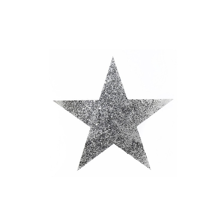 Glitterstern-Hänger, flach Ø23cm, silber