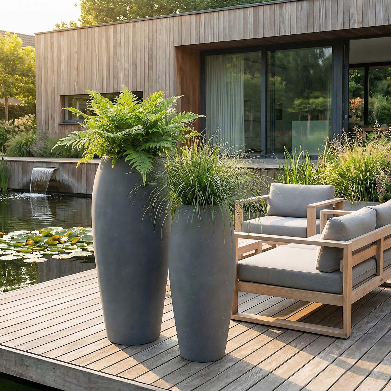 Polystone Bodenvase Essence, Ø39cm, H:90 cm, grau – Bild 2