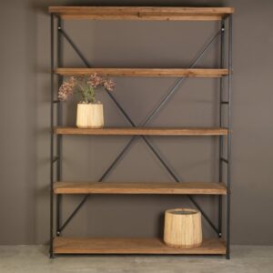 Wandregal, 4-stöckig, 153x47cm H:210cm, braun/schwarz