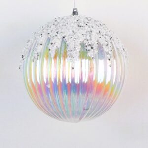 Schneekugel "Stripe" Ø12cm, transparent irisierend
