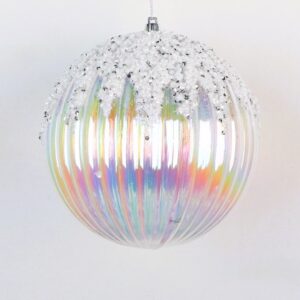 Schneekugel "Stripe" Ø15cm, transparent irisierend