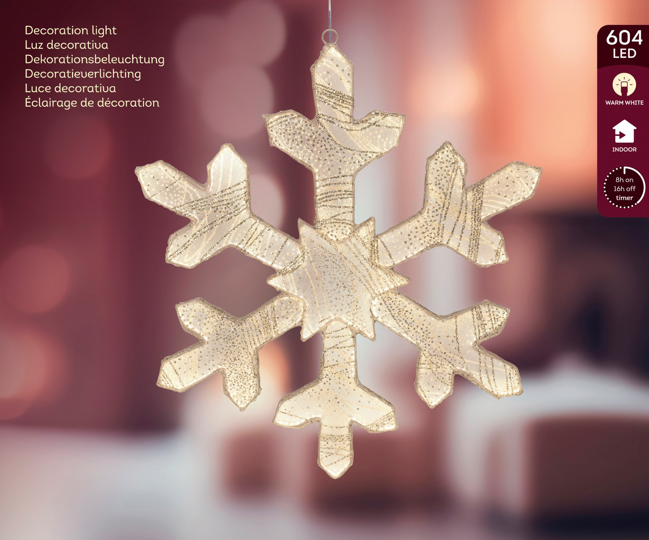 LED Schneeflocke, Ø59cm, Dauerbetrieb indoor – Bild 3