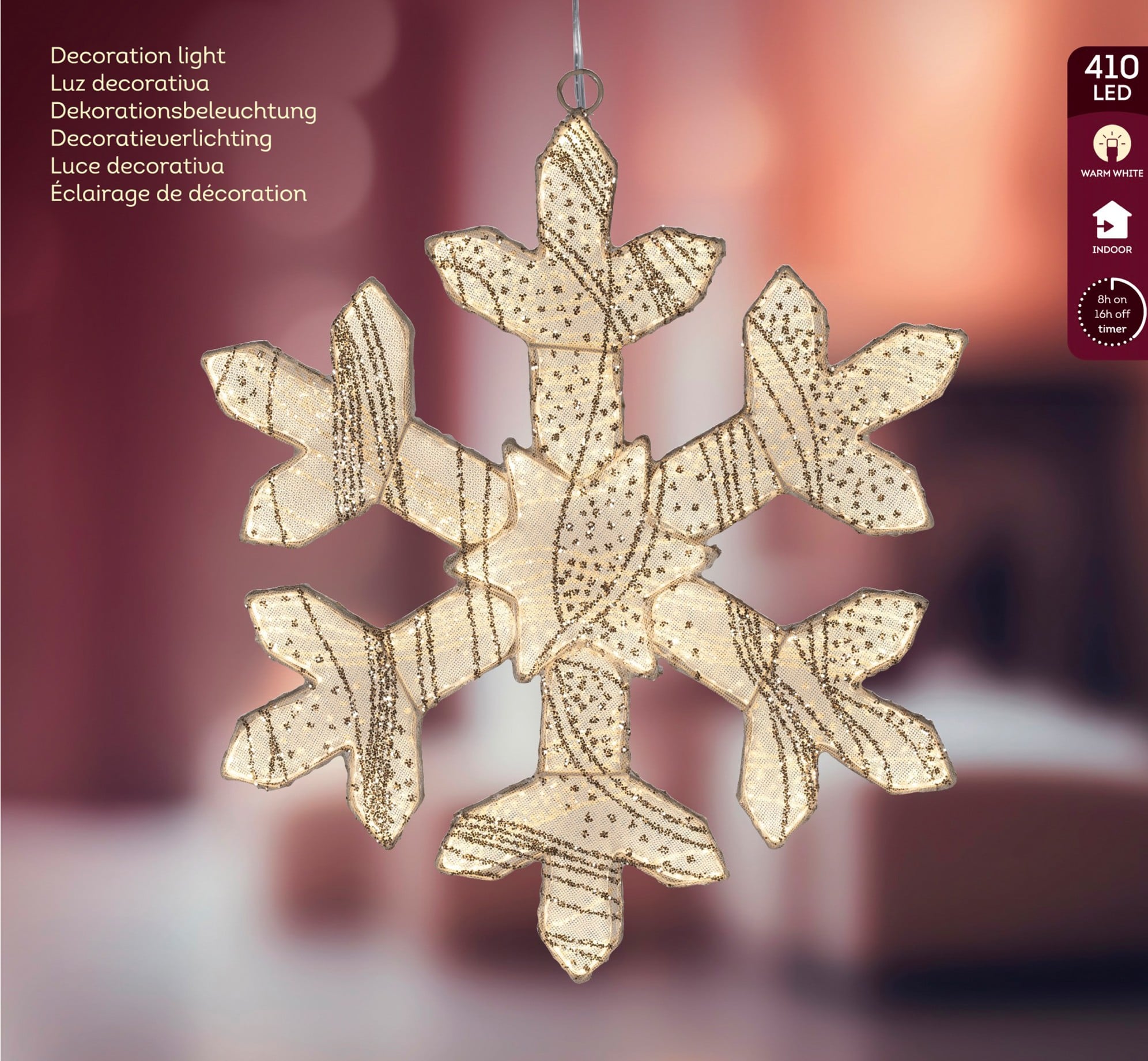 LED Schneeflocke, Ø38cm, Dauerbetrieb indoor – Bild 4