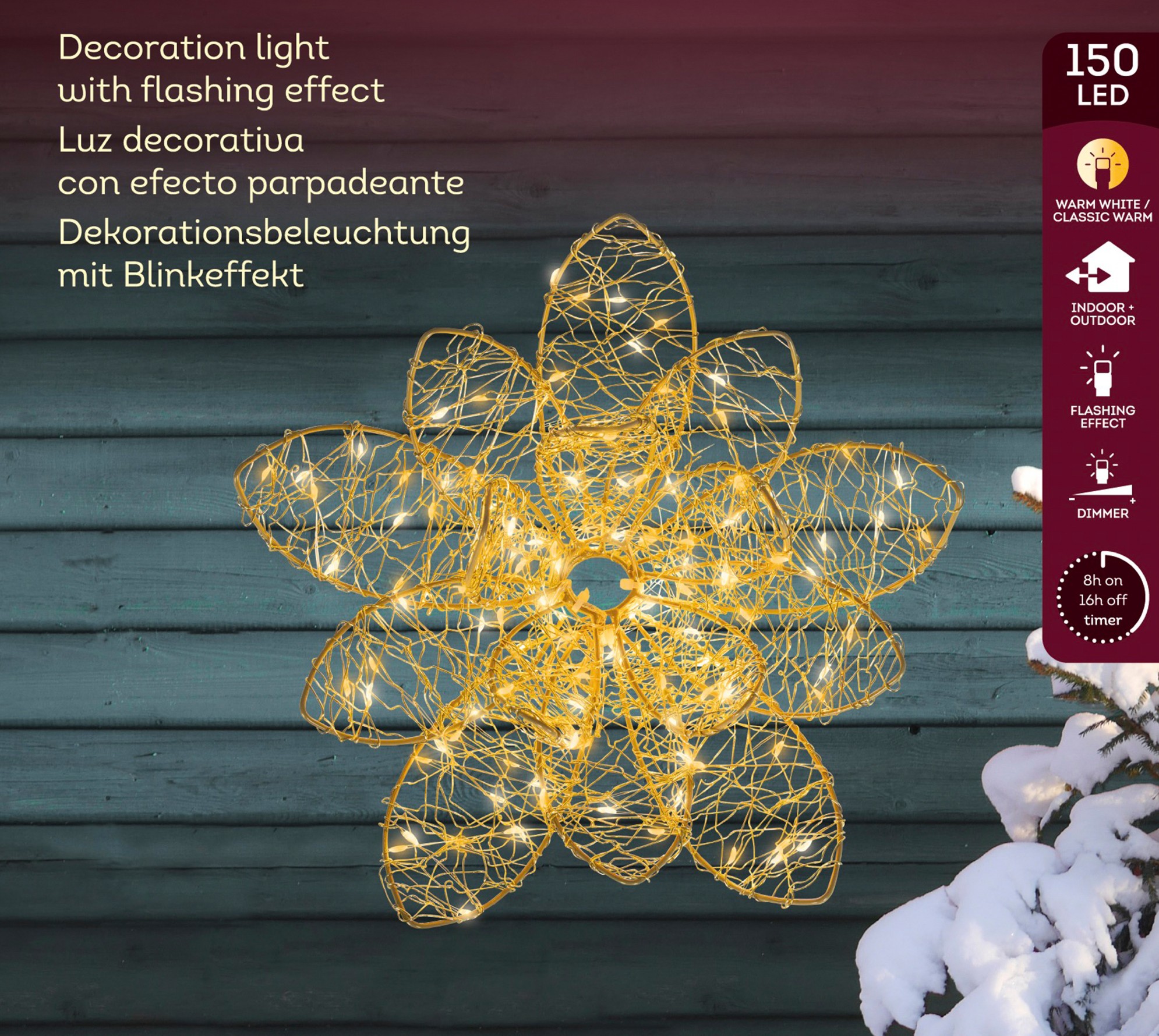 Micro LED Blume Metall flash-effekt Outdoor, Ø28xH:9cm – Bild 5