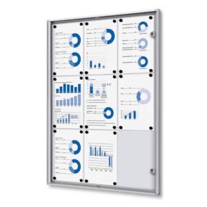 Schaukasten 9 x Din A4, für Innen, silber, versperrbar