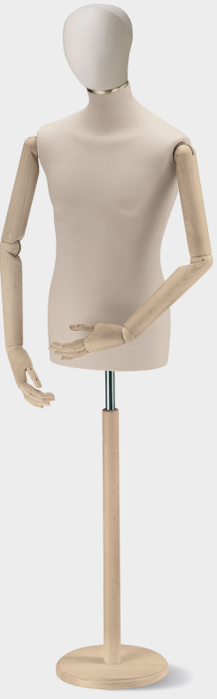 Beiger(ecru) Herrenkopf mit Naturholzadapter – Bild 3