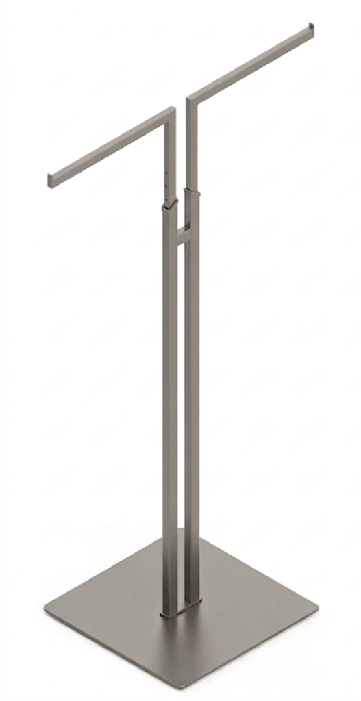 2-Weg Ständer, ausziehbar, H:130-180cm, B:45xT:45cm, metall natur(grau)