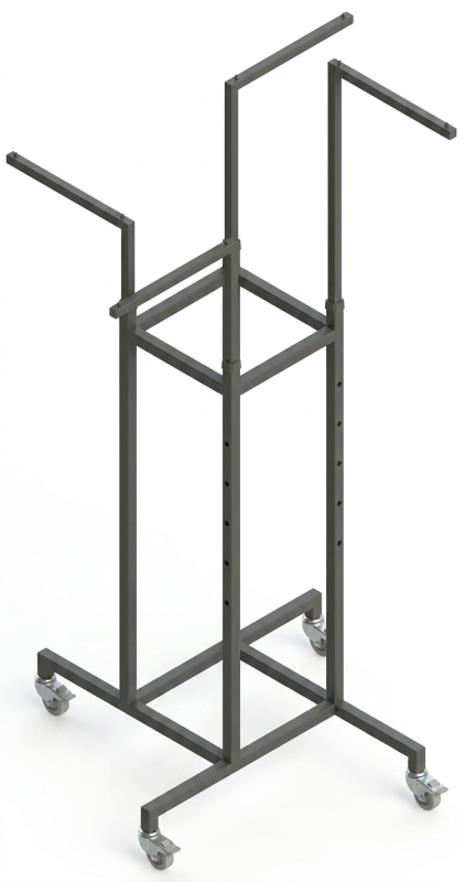 4-Weg Ständer, ausziehbar, H:130-180cm, B:45xT:45cm, anthrazit, rollbar