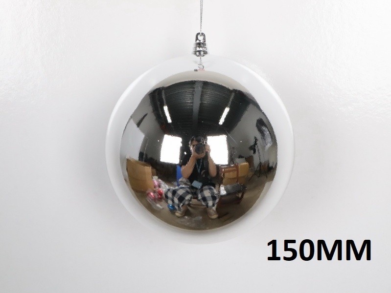 Weihnachtskugel Ø15cm, silber glänzend – Bild 3