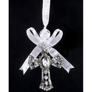 Kreuz-Hänger mit Kunstdiamanten Diamond A
