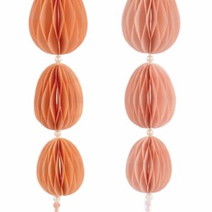 Waben-Ei-Girlande x 3, 2-teilig L:31cm, rosa/lachsrot