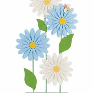 Filz Blumenaufsteller 4-tlg.,H:49cm, hellblau/weiß