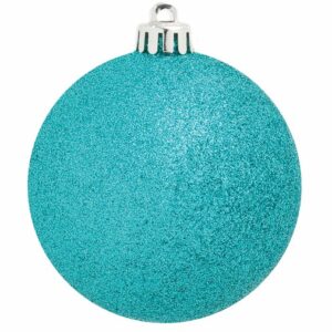 Weihnachtskugeln aqua beglittert